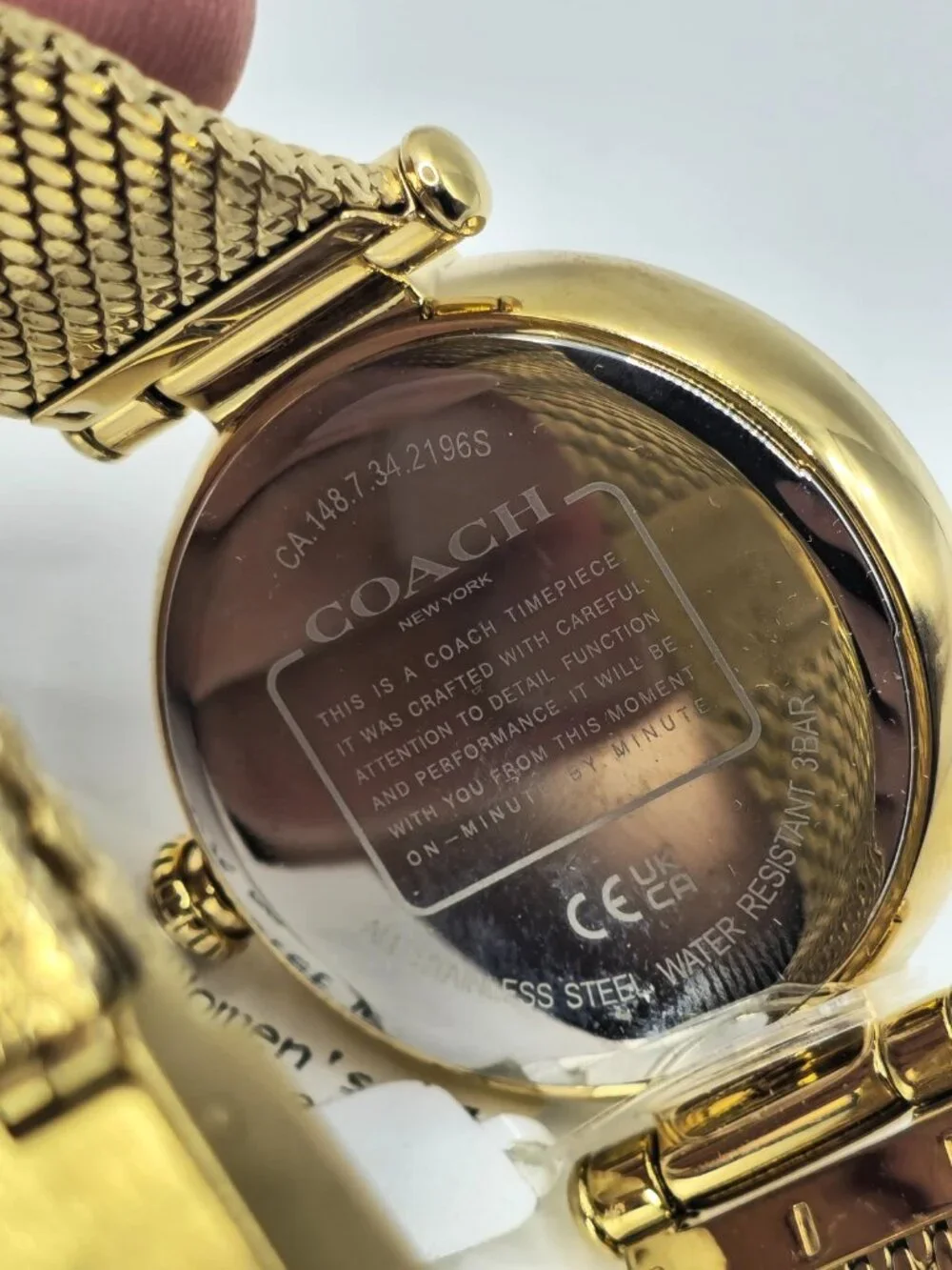 Coach Cary Crystal Womens Gold-Tone Mesh Bracelet Watch 14503997 36mm